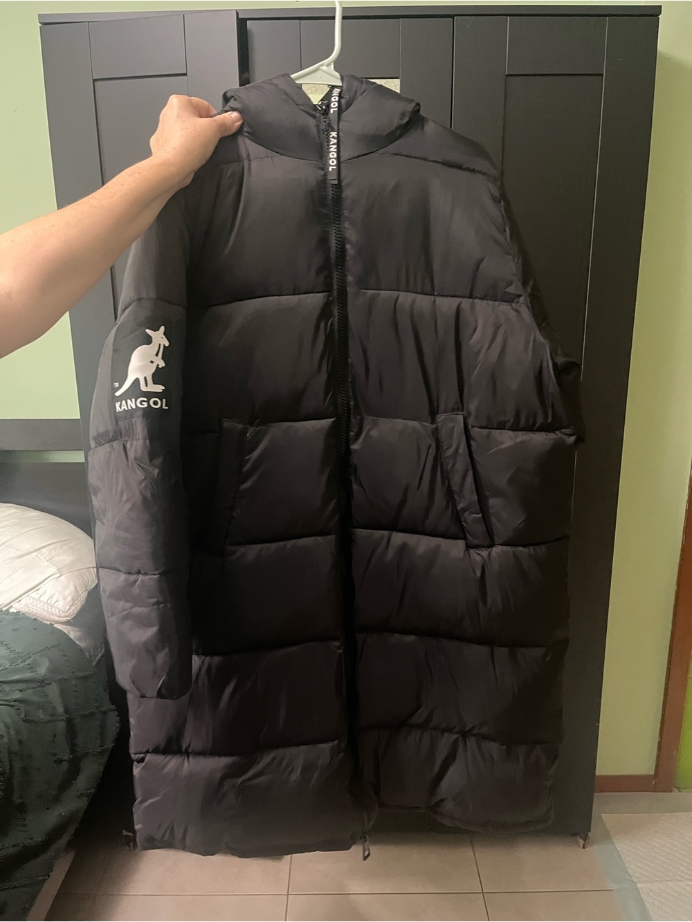 Kangol Black Puffer Coat with Hood